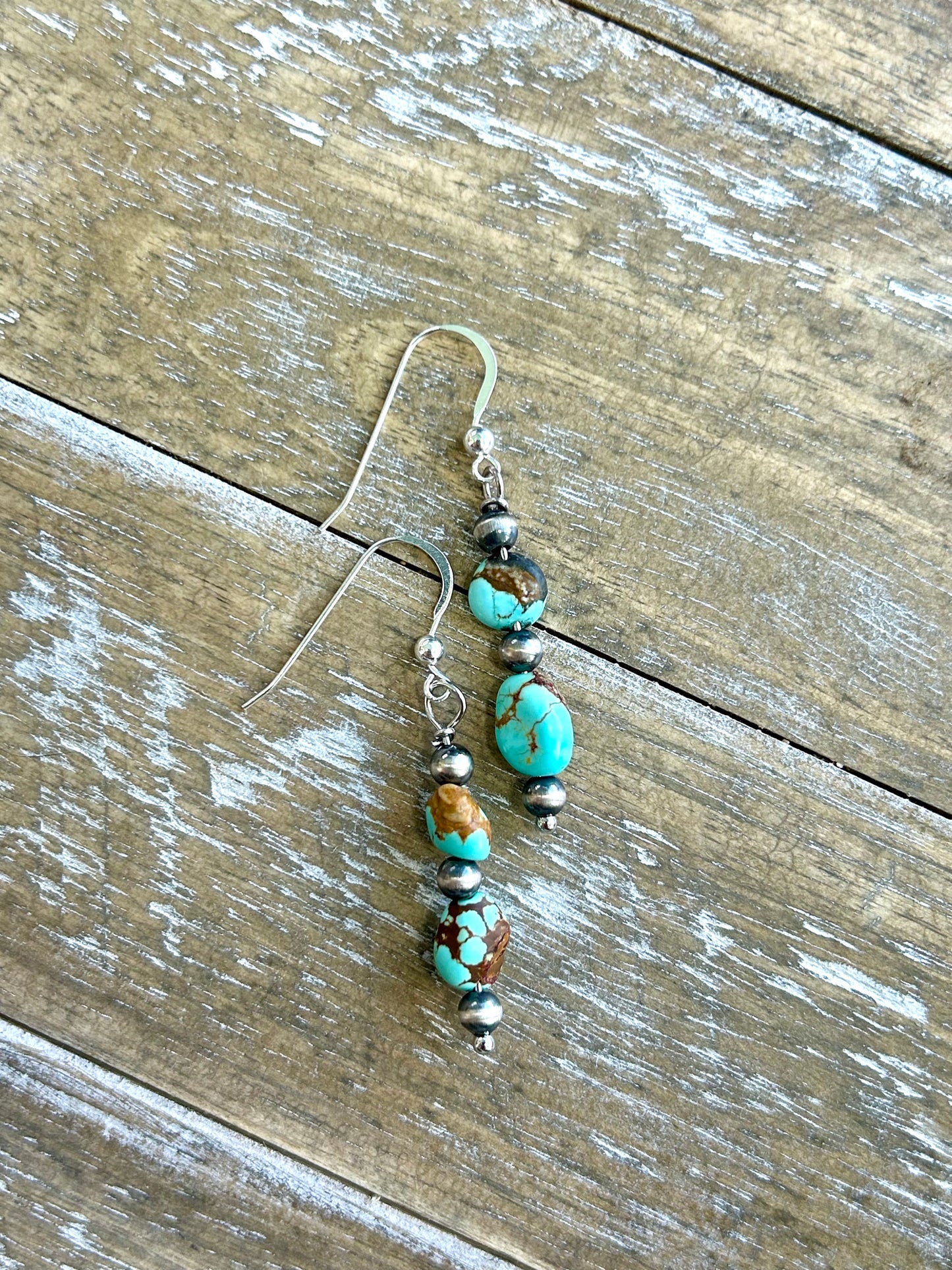 Kingman Turquoise and Navajo Pearl Earrings