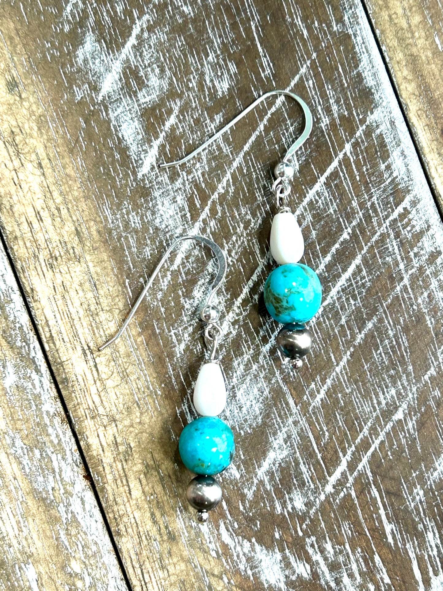 Turquoise and Shell Dangle Earrings