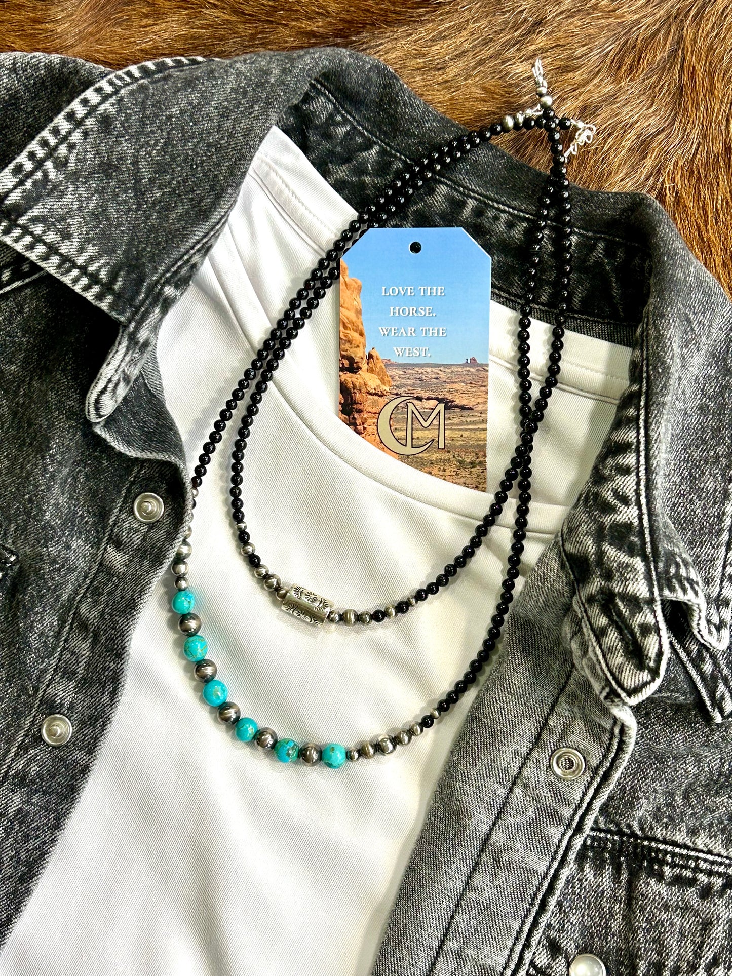 Turquoise, Agate, and Navajo Pearl Necklace | 22 inch