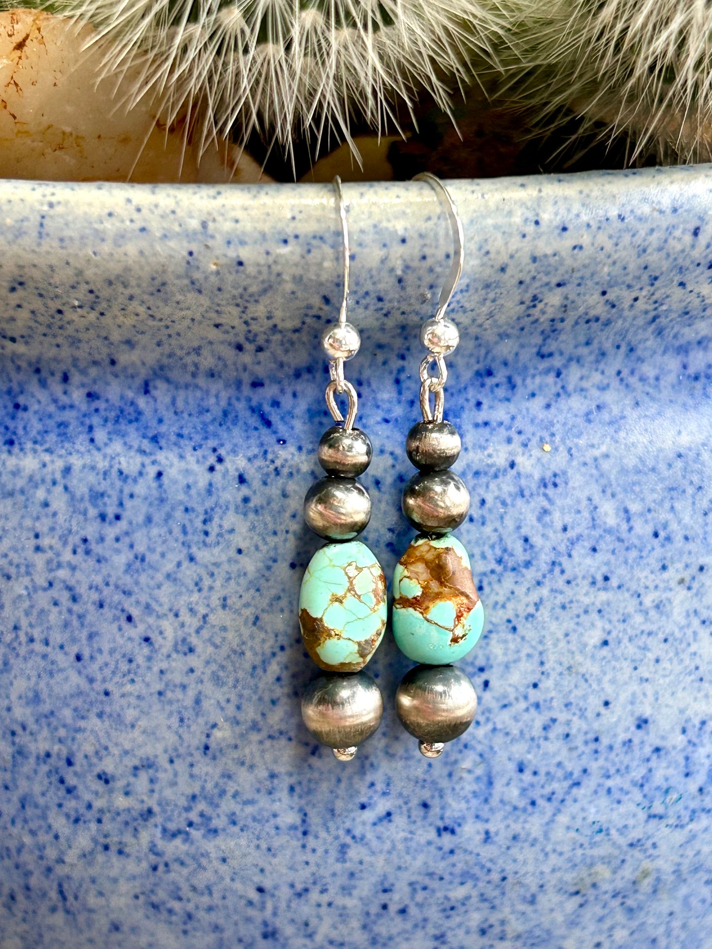 Kingman and Navajo Pearl Earrings