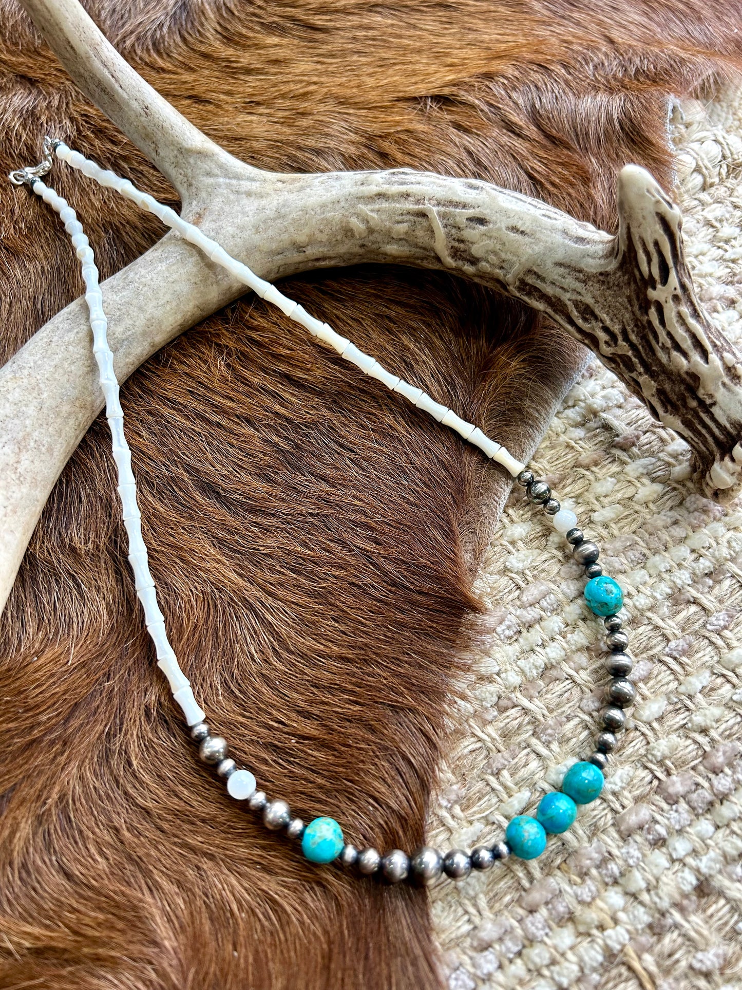 Shell, Turquoise, and Navajo Pearl Necklace | 20 inch