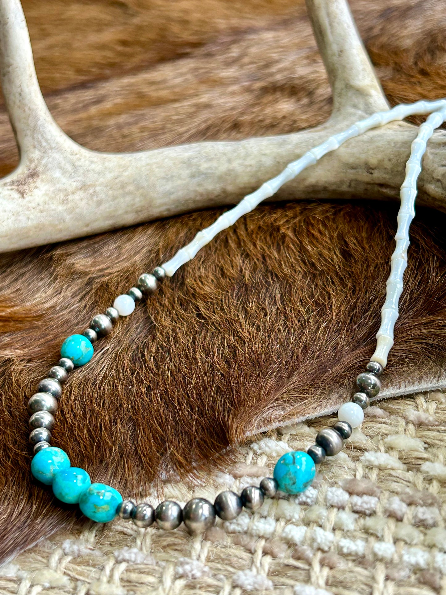 Shell, Turquoise, and Navajo Pearl Necklace | 20 inch