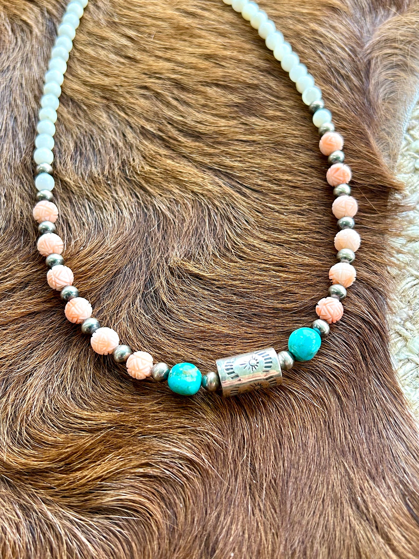 Shell, Turquoise, and Conch Necklace | 16 inch