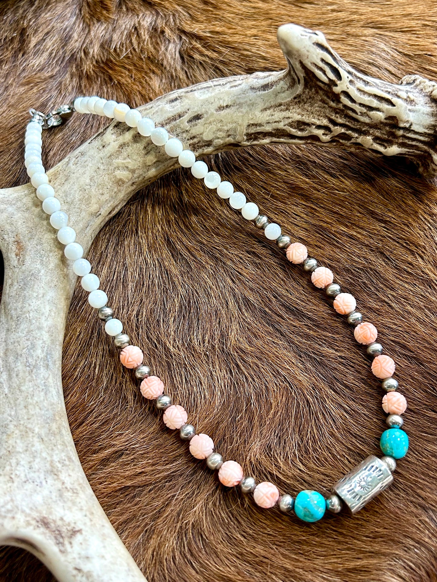 Shell, Turquoise, and Conch Necklace | 16 inch