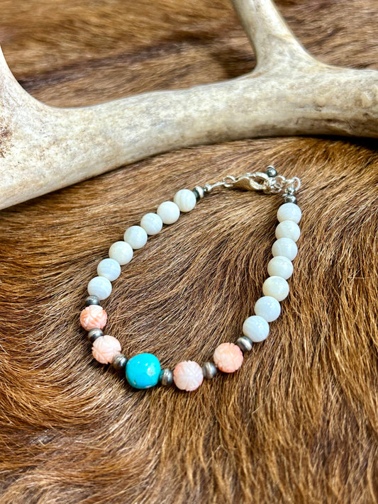 7 inch | Shell and Turquoise Bracelet