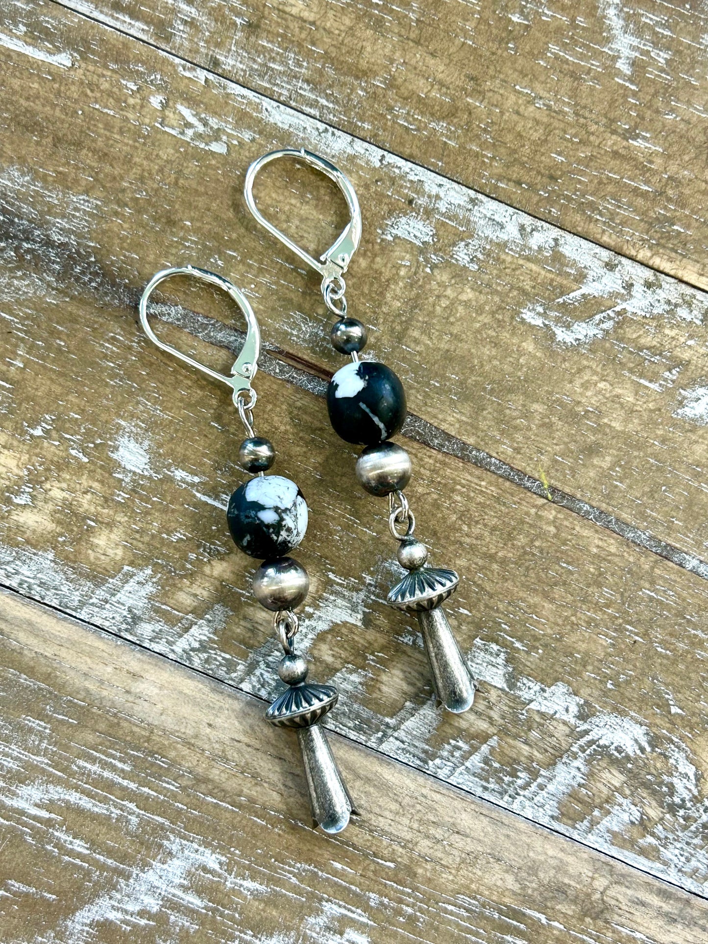 White Buffalo Squash Blossom Earrings