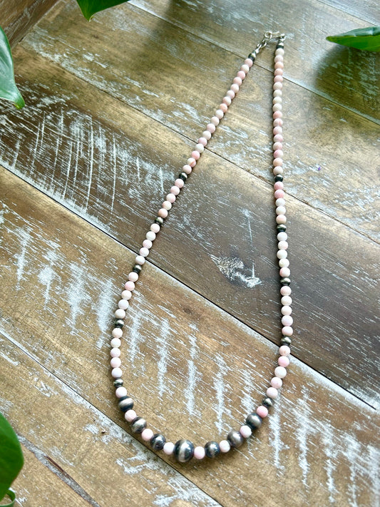 Pink Conch & Silver Necklace