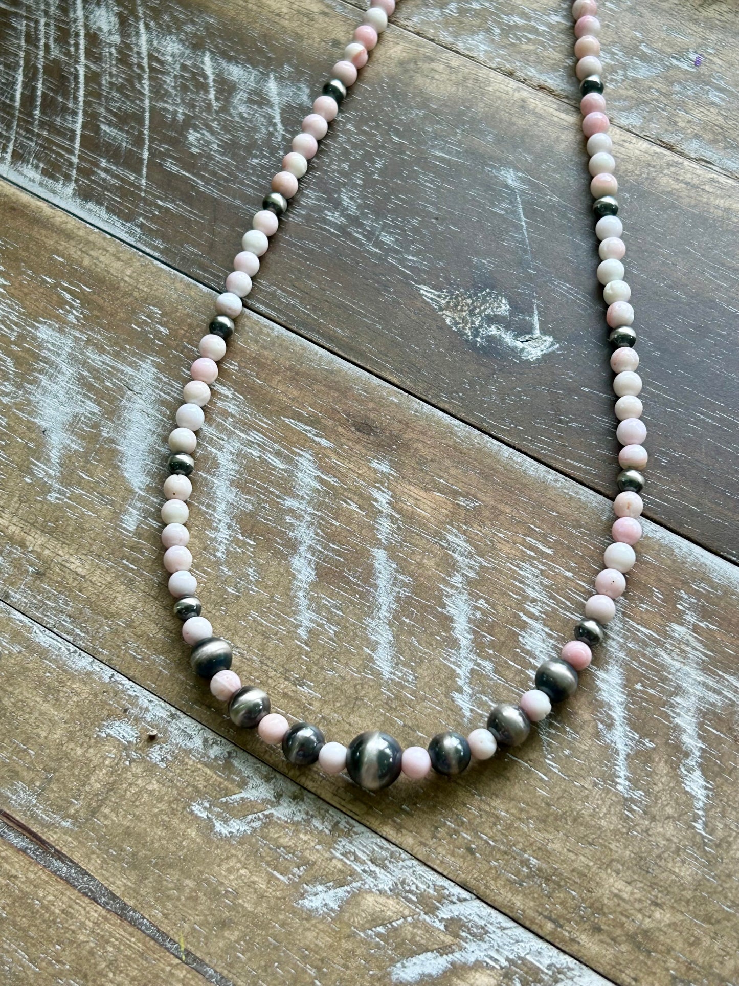 Pink Conch & Silver Necklace