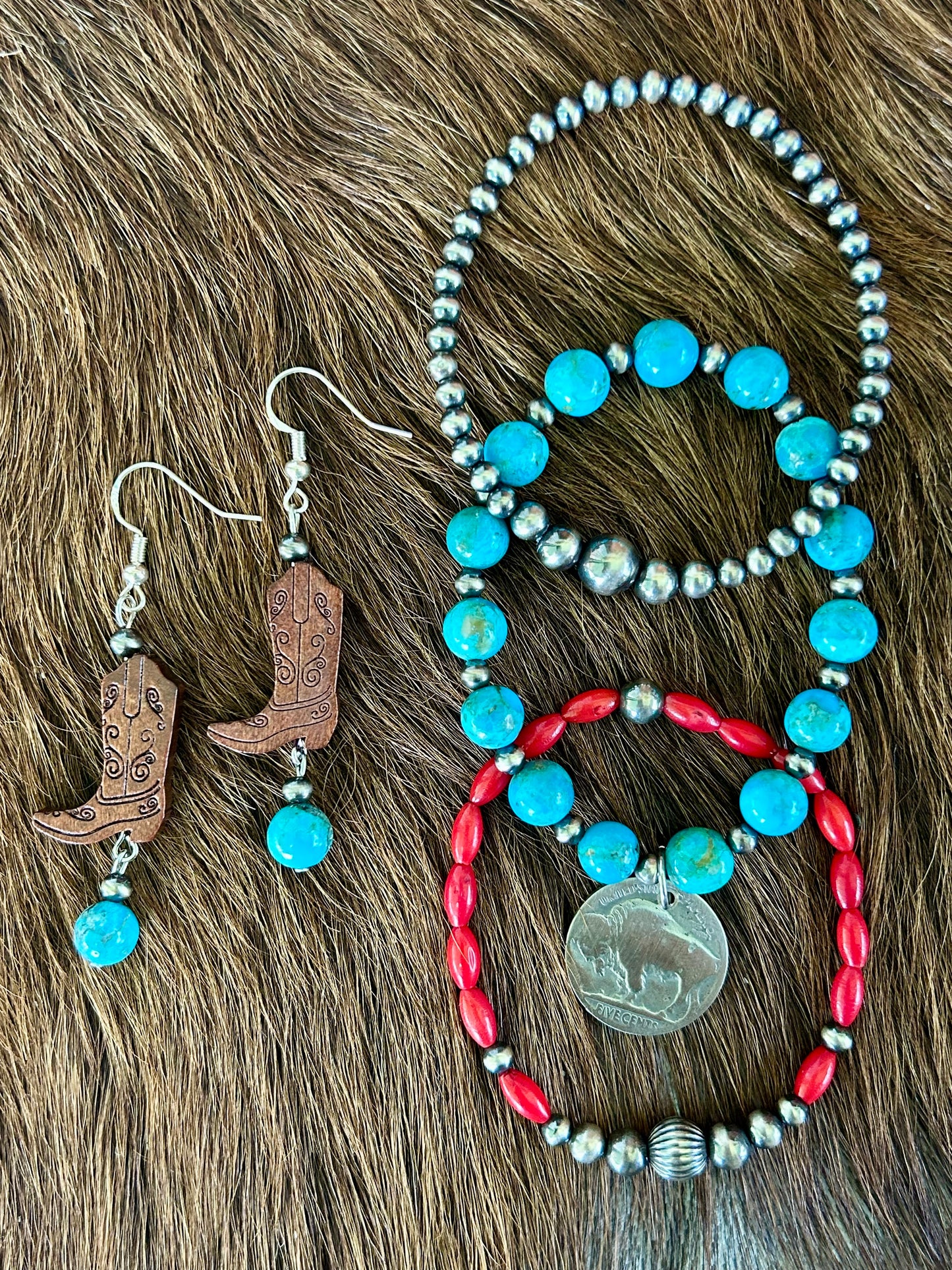 Turquoise Boot Earrings