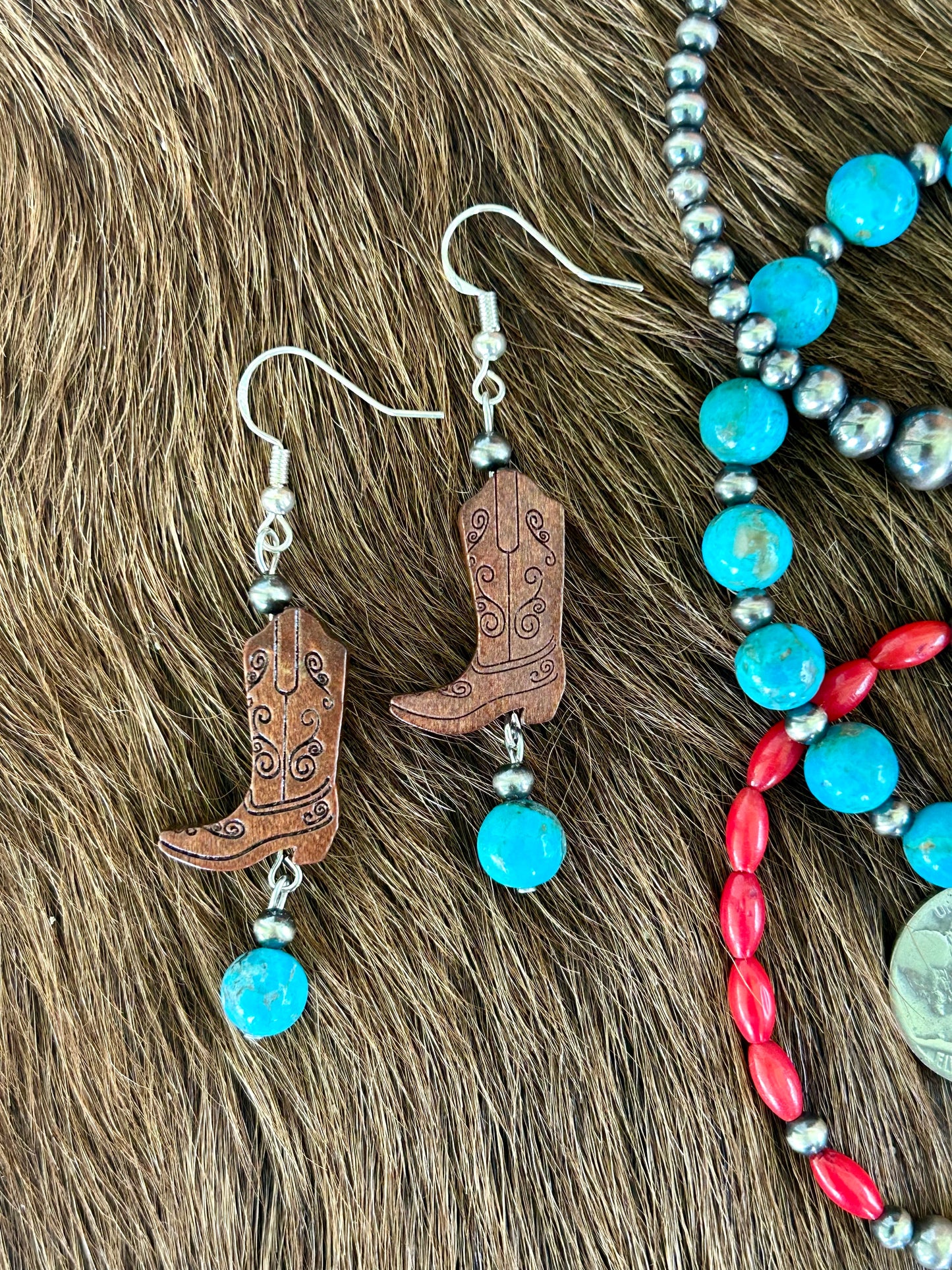 Turquoise Boot Earrings