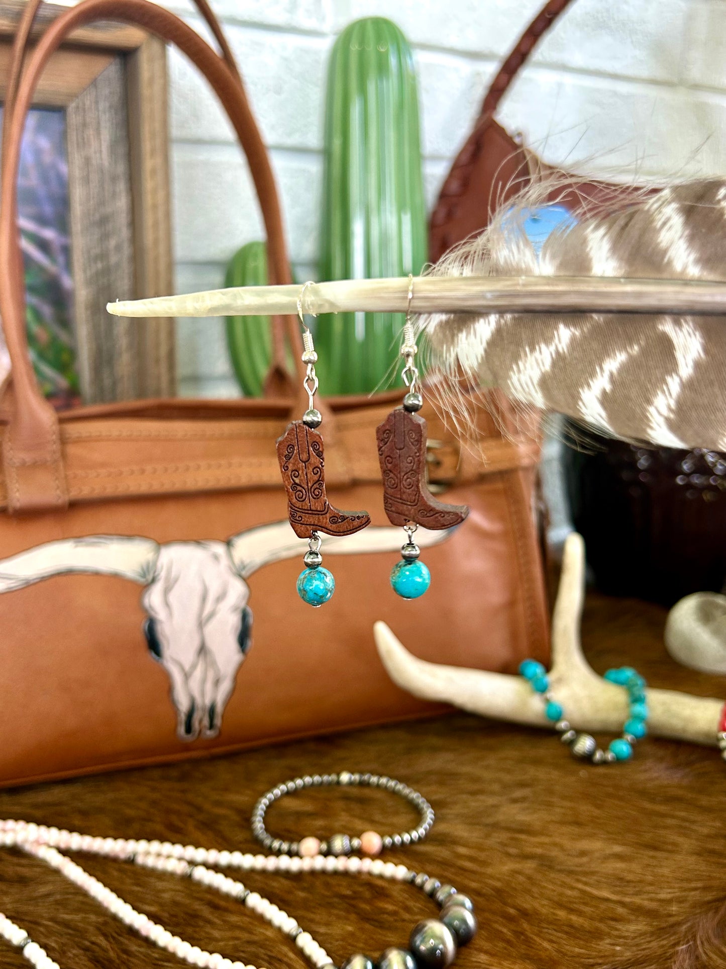 Turquoise Boot Earrings